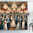 thumbnail image 1 of Ambesonne Cat Shower Curtain, Waltz Dancing Kitty Couples, 69"Wx75"L, Petrol Blue and Orange, 1 of 1
