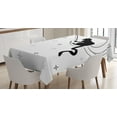 thumbnail image 1 of Ambesonne Cat Tablecloth Rectangular Table Cover, Fishing Kitty on Moon Art, 60"x84", Black White, 1 of 4