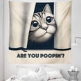 thumbnail image 1 of Ambesonne Cat Tapestry Queen Size, Are You Poopin' Retro Funny, 88"x88", Dark Blue Ivory, 1 of 2