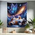 thumbnail image 1 of Ambesonne Cat Tapestry Twin Size, Butterfly and Kitten Galaxy, 68"x88", Azure Blue Orange Purple, 1 of 3
