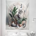 thumbnail image 1 of Ambesonne Cat Tapestry Twin Size, Kitty in a Noble Pose Bohemian, 68"x88", Grey Green Pale Rust, 1 of 2
