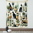 thumbnail image 1 of Ambesonne Cat Tapestry Wall Hanging, Boho Ethnic Animal Botanocal, 60"x80", Black Ginger Mint Green, 1 of 3