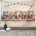 thumbnail image 1 of Ambesonne Cat Tapestry Wall Hanging, Kawaii Kitty Guitarists Band, 60"x40", Grey Orange and Pale Tan, 1 of 3
