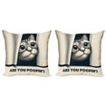 thumbnail image 1 of Ambesonne Cat Throw Pillow Cover 2 Pack, Are You Poopin' Retro Funny, 24", Dark Blue Ivory, 1 of 7