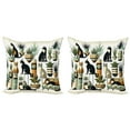 thumbnail image 1 of Ambesonne Cat Throw Pillow Cover 2 Pack, Boho Ethnic Animal Botanocal, 24", Black Ginger Mint Green, 1 of 7
