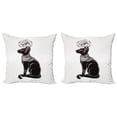 thumbnail image 1 of Ambesonne Cat Throw Pillow Cover 2 Pack, Egyptian Animal Motif, 16", Black Grey, 1 of 5