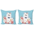 thumbnail image 1 of Ambesonne Cat Throw Pillow Cover 2 Pack, Graphical Fluffy Kitten Party, 18", Pale Blue and Multicolor, 1 of 7