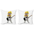 thumbnail image 1 of Ambesonne Cat Throw Pillow Cover 2 Pack, Hipster Musician Kitty Fun, 18", Multicolor, 1 of 2