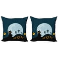 thumbnail image 1 of Ambesonne Cat Throw Pillow Cover 2 Pack, Kitty Under Moon, 18", Black Blue, 1 of 2
