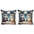 thumbnail image 1 of Ambesonne Cat Throw Pillow Cover 2 Pack, Romantic Date Night Funny Kitty, 24", Dark Blue Apricot, 1 of 1