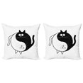 thumbnail image 1 of Ambesonne Cat Throw Pillow Cover 2 Pack, Ying Yang Black White Art, 24", Black White, 1 of 2