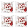 thumbnail image 1 of Ambesonne Cat Throw Pillow Cover 4 Pack, Cat Star Glasses Funny, 24", Pale Pink Beige and Red, 1 of 6