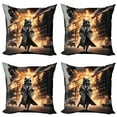 thumbnail image 1 of Ambesonne Cat Throw Pillow Cover 4 Pack, Cinematic Humorous Agent Kitty, 20", Pale Orange and Dark Grey, 1 of 7