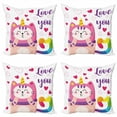 thumbnail image 1 of Ambesonne Cat Throw Pillow Cover 4 Pack, Colorful Doodle Unicorn Kitten, 16", Multicolor, 1 of 2