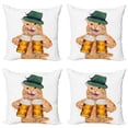 thumbnail image 1 of Ambesonne Cat Throw Pillow Cover 4 Pack, Cool Cat Hat Beer Mug Funny, 16", Multicolor, 1 of 5