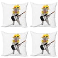 thumbnail image 1 of Ambesonne Cat Throw Pillow Cover 4 Pack, Hipster Musician Kitty Fun, 18", Multicolor, 1 of 6