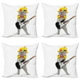 thumbnail image 1 of Ambesonne Cat Throw Pillow Cover 4 Pack, Hipster Musician Kitty Fun, 20", Multicolor, 1 of 5