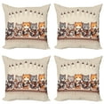 thumbnail image 1 of Ambesonne Cat Throw Pillow Cover 4 Pack, Kawaii Kitty Guitarists Band, 16", Grey Orange and Pale Tan, 1 of 7