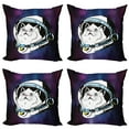 thumbnail image 1 of Ambesonne Cat Throw Pillow Cover 4 Pack, Kitten Astronaut Cosmic, 24", Purple White, 1 of 5