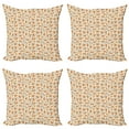 thumbnail image 1 of Ambesonne Cat Throw Pillow Cover 4 Pack, Kitties Doing Yoga Paws, 24", Cream Orange Brown, 1 of 2