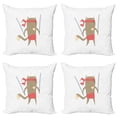 thumbnail image 1 of Ambesonne Cat Throw Pillow Cover 4 Pack, Samurai Figh Kitty Ninja, 16", Red Brown, 1 of 7