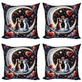 thumbnail image 1 of Ambesonne Cat Throw Pillow Cover 4 Pack, Toasting Kitty Couple Moon Star, 18", Indigo and Scarlet, 1 of 7