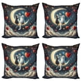 thumbnail image 1 of Ambesonne Cat Throw Pillow Cover 4 Pack, Toasting Romantic Moon Hearts, 24", Dark Night Blue Vermilion, 1 of 7