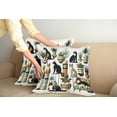 thumbnail image 1 of Ambesonne Cat Throw Pillow Cover Pack of 2, Boho Ethnic Animal Botanocal, 2 Pcs-18"x18", Black Ginger Mint Green, 1 of 5