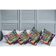 thumbnail image 1 of Ambesonne Cat Throw Pillow Cover Pack of 4, Colorful Kitties Play Poker, 4 Pcs-24" x 24", Magenta Orange and Purple, 1 of 5