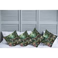 thumbnail image 1 of Ambesonne Cat Throw Pillow Cover Pack of 4, Exotic Wild Floral Jungle Scene, 4 Pcs-18" x 18", Green and Multicolor, 1 of 5