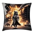 thumbnail image 1 of Ambesonne Cat Throw Pillow Cushion Cover, Cinematic Humorous Agent Kitty, 24" X 24", Pale Orange and Dark Grey, 1 of 2