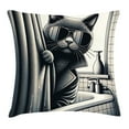 thumbnail image 1 of Ambesonne Cat Throw Pillow Cushion Cover, Cool Detective Kitty Monochrome, 24" X 24", Dark Grey Pale Sepia, 1 of 2