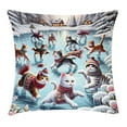 thumbnail image 1 of Ambesonne Cat Throw Pillow Cushion Cover, Cottages Ice Skating Kitties, 26" X 26", Soft Blue Burnt Orange, 1 of 2