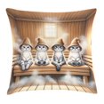 thumbnail image 1 of Ambesonne Cat Throw Pillow Cushion Cover, Funny Kittens in Hats at Sauna, 20" X 20", Pastel Brown and Pale Grey, 1 of 2