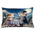 thumbnail image 1 of Ambesonne Cat Throw Pillow Cushion Cover, Gentleman Puppy Kitty Lady Date, 26" X 16", Night Blue Rose Apricot, 1 of 2