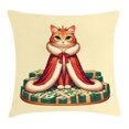 thumbnail image 1 of Ambesonne Cat Throw Pillow Cushion Cover, Queen Kitty Character on Money, 16" X 16", Cream Hunter Green and Orange, 1 of 2