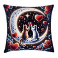 thumbnail image 1 of Ambesonne Cat Throw Pillow Cushion Cover, Toasting Kitty Couple Moon Star, 16" X 16", Indigo and Scarlet, 1 of 2