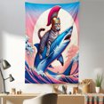 thumbnail image 1 of Ambesonne Cat Wall Hanging Tapestry, Ancient Greek Kitty on Shark, 30"x45", Blue and Pale Pink, 1 of 3