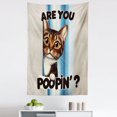 thumbnail image 1 of Ambesonne Cat Wall Hanging Tapestry, Are You Poopin' Curious Kitty, 30"x45", Blue Coconut Chocolate, 1 of 2