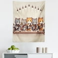 thumbnail image 1 of Ambesonne Cat Wall Hanging Tapestry, Kawaii Kitty Guitarists Band, 23"x28", Grey Orange and Pale Tan, 1 of 2