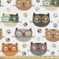 thumbnail image 1 of Ambesonne Cats Fabric by the Yard Upholstery, Kitties with Eyeglasses, 2 Yards, Multicolor, 1 of 4