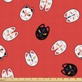 thumbnail image 1 of Ambesonne Cats Funny Fabric by the Yard Upholstery, Japanese Fox Face Art, 5 Yards, Charcoal Grey Dark Coral, 1 of 5