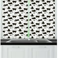 thumbnail image 1 of Ambesonne Cats Kitchen Curtains, Grumpy Funny Kitty Pattern, 55"x45", Dark Brown and White, 1 of 1