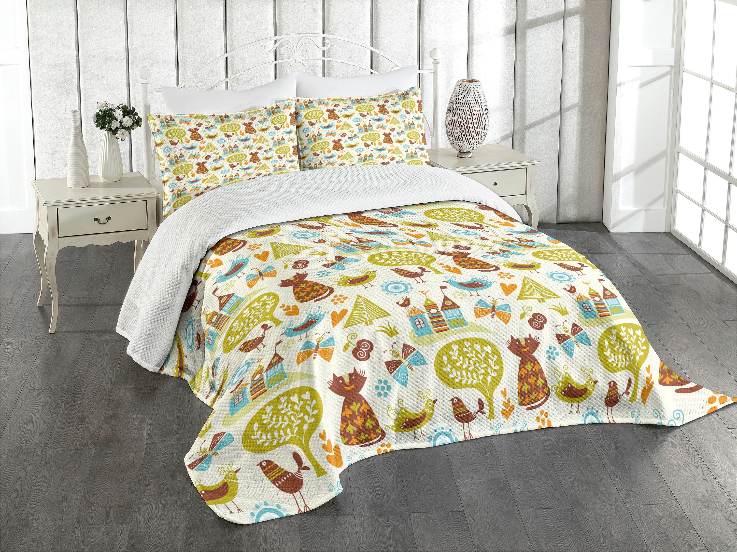 King Quilted Brown Bedspread Set with Pillow Shams