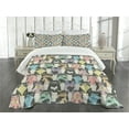 thumbnail image 1 of Ambesonne Cats Quilted Bedspread Set 3 Pcs, Hipster Playful Glass, King Size, Multicolor, 1 of 5