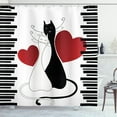 thumbnail image 1 of Ambesonne Cats Shower Curtain, Romantic Couple Pet Kitten, 69"Wx75"L, White Black Red, 1 of 3