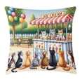 thumbnail image 1 of Ambesonne Cats Throw Pillow Cushion Cover, Delicate Kittens and Ice Cream, 16" X 16", Multicolor Orange Green, 1 of 2