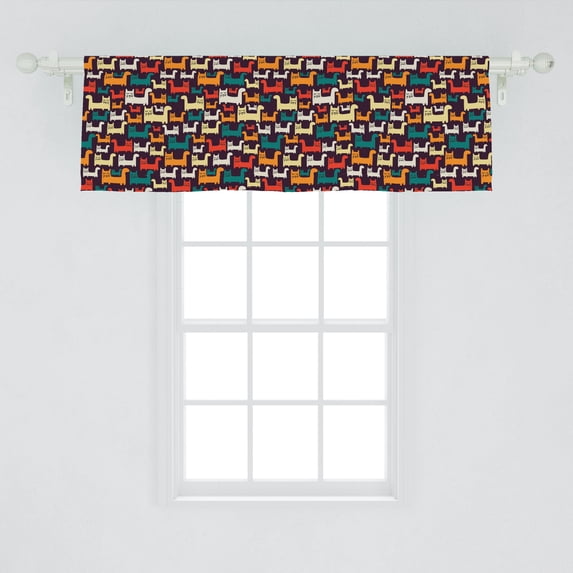 Ambesonne Cats Window Valance, Cartoon Style Funny Kittens in Lively Colors Domestic Feline Animal Pets Composition, Curtain Valance for Kitchen Bedroom Decor with Rod Pocket, 54" X 18", Multicolor