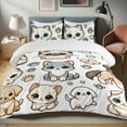thumbnail image 1 of Ambesonne Cats and Dogs Duvet Cover Set, Delicate Kitten Puppy, King, Off White Multicolor Pink, 1 of 4