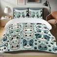 thumbnail image 1 of Ambesonne Cats and Dogs Duvet Cover Set, Innocent Kittens Dogs, Calking, Pale Seafoam Off White, 1 of 4
